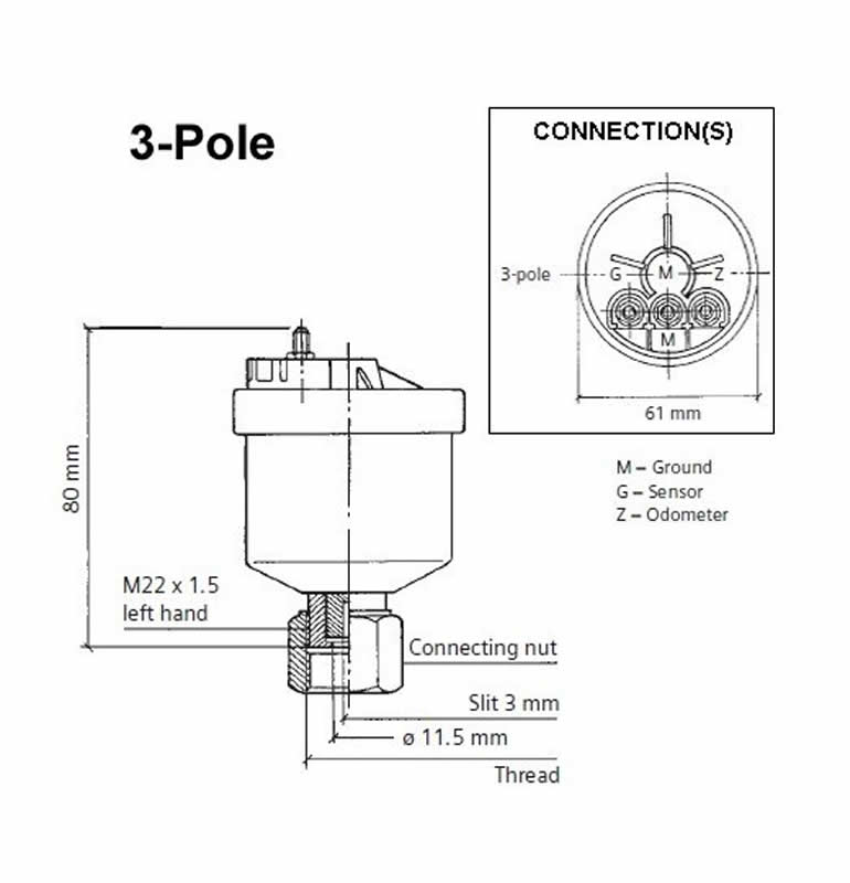 VDO Generator tacho speed sender M22